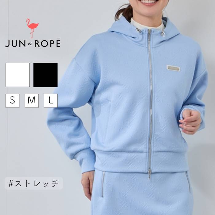 ジュン＆ロぺ 【UVストレッチ】モノグラム調ジャガードダブルジップパーカー ゴルフウェア レディース ..