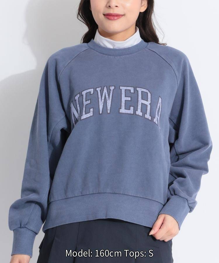 ニューエラ ビンテージロゴオーバーサイズ裏毛スウェット(スモーキーネイビー) ゴルフウェア レディース 秋冬 ラグランスリーブ ゴルフ女子 CURUCURU