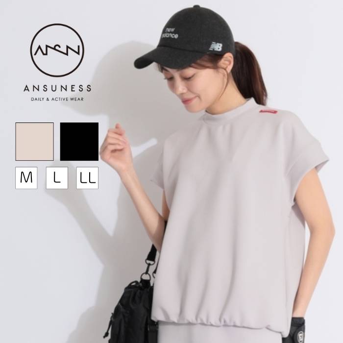 アンサネス 【UV】裾ゴムフレンチスリーブダンボールカットソー ゴルフウェア レディース 春夏 フレンチスリーブ ゴルフ女子 CURUCURU
