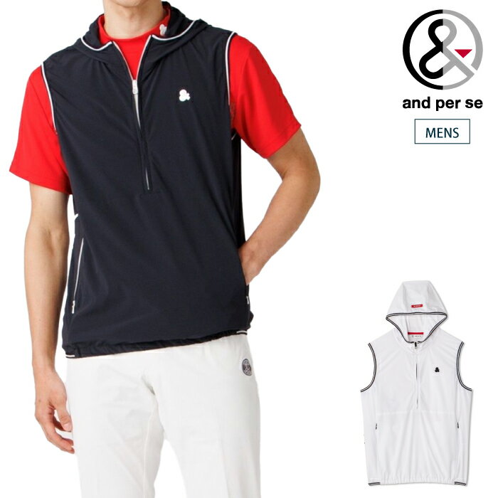 【40%OFF SALE】and per se アンパスィ メンズ ハーフジップパーカーベスト 耐久はっ水加工 AMF1002G1 CACC_02