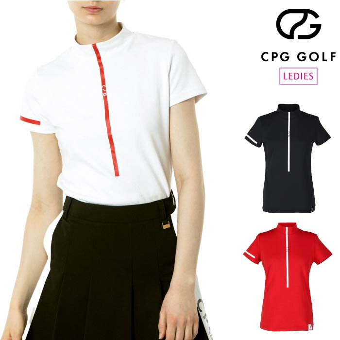 【30%OFF SALE】CPG GOLF シーピージーゴルフ ゴルフウェア 半袖Tシャツ レディース WOMEN フロントラインモックネックSS（ショートスリーブ）UVカット 1109-24104 春夏 2024