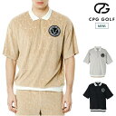 CPG GOLF シーピージーゴルフ パイルジップアップ半袖シャツ ゴルフウェア メンズ MENS ロゴJQ柄パイル Jip UPシャツ セットアップ対応..