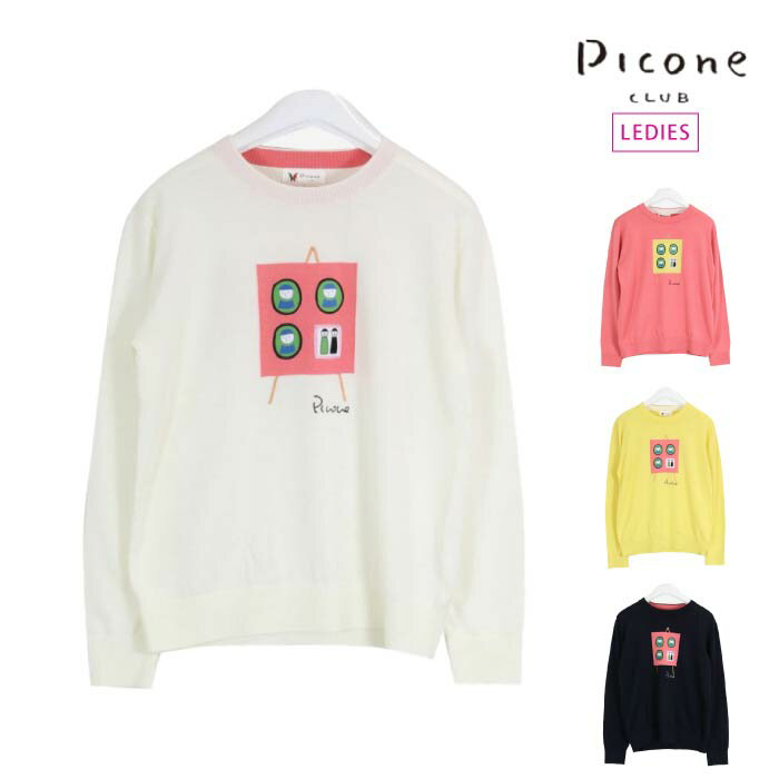 PICONE CLUB ピッコーネクラブ ゴルフ セーター レディース コットン混クルーネックニット C358319 春夏 2024