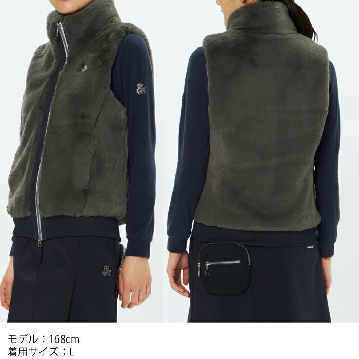 and per se アンパスィ ゴルフウェア レディース ファー素材ベスト フィット感 保温性 冷風軽減 aff1095g6 秋冬 2025
