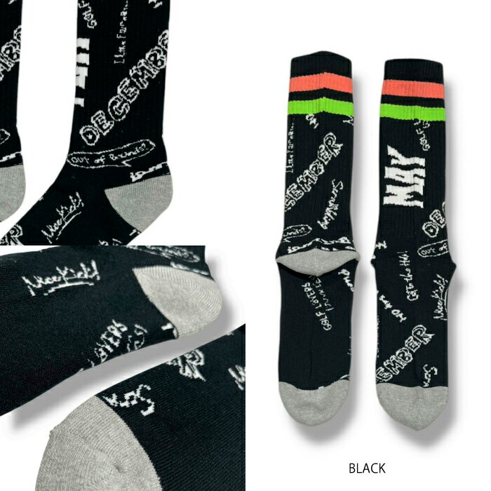 DECEMBERMAY ディセンバーメイ ゴルフウェア メンズ ミドル丈ソックス Hand paint logo socks/ MEN 天然有機系デオドラント加工 1-999-4107 秋冬 2025【メール便可】