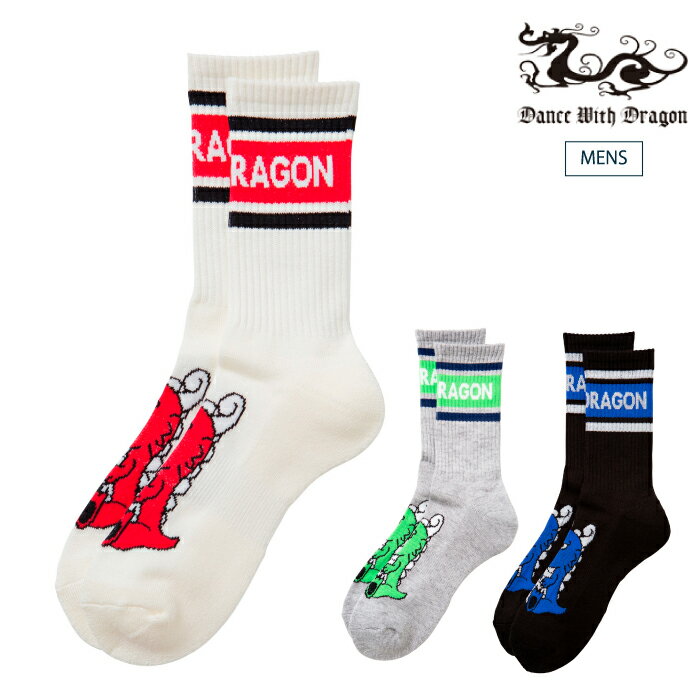 Dance With Dragon ダンスウィズドラゴン ゴルフウェア メンズ チビドラ配色ソックス チビドラ刺繍 機能性 d3-281110 秋冬 2025【メール便可】