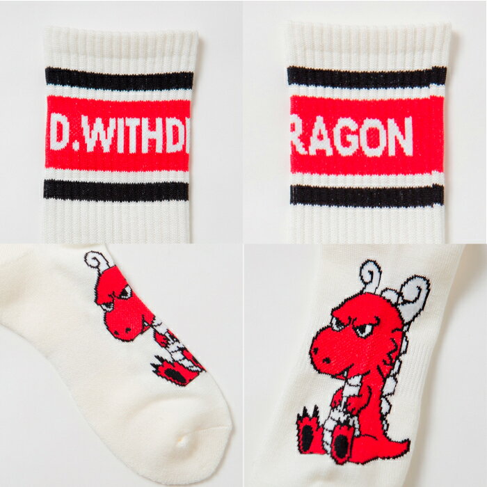 Dance With Dragon ダンスウィズドラゴン ゴルフウェア メンズ チビドラ配色ソックス チビドラ刺繍 機能性 d3-281110 秋冬 2025【メール便可】