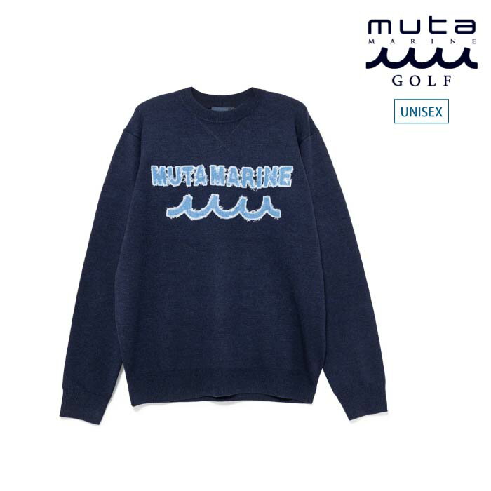 muta MARINE GOLF ムータマリンゴルフ ゴルフウェア レディース メンズ デニムパッチ クルーネックセー..