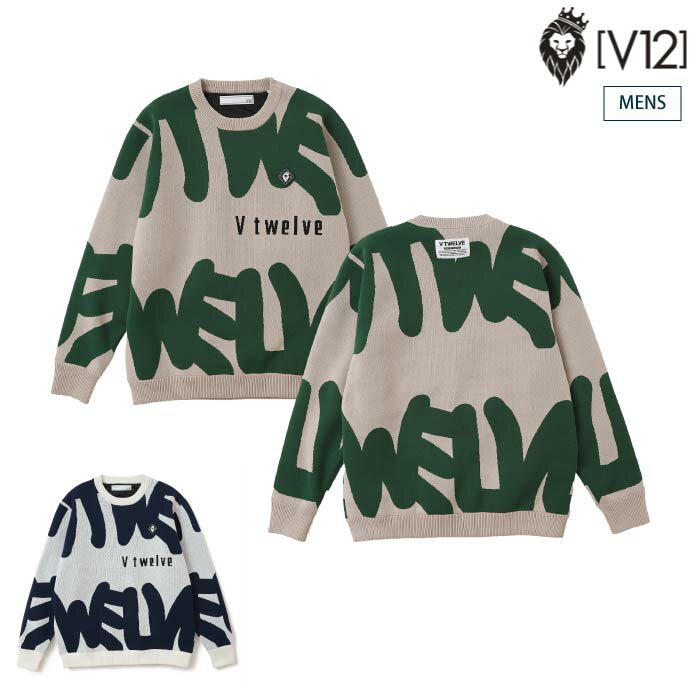 V12 ヴィトゥエルブ ゴルフウェア メンズ GRFT KNIT メンズ ニット 防風裏地 ストレッチ v122520-kn05 秋冬 2025