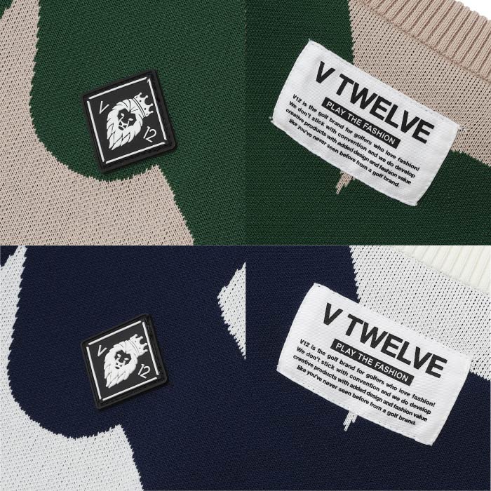 V12 ヴィトゥエルブ ゴルフウェア メンズ GRFT KNIT メンズ ニット 防風裏地 ストレッチ v122520-kn05 秋冬 2025