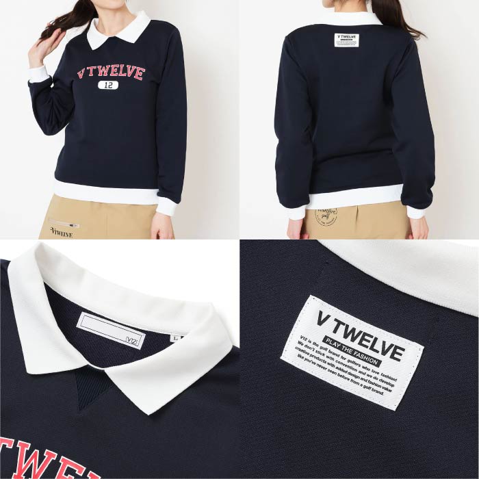V12 ヴィトゥエルブ ゴルフウェア レディース COLLEGE SWEAT スウェット トレーナー ストレッチ v122520-sw08 秋冬 2025