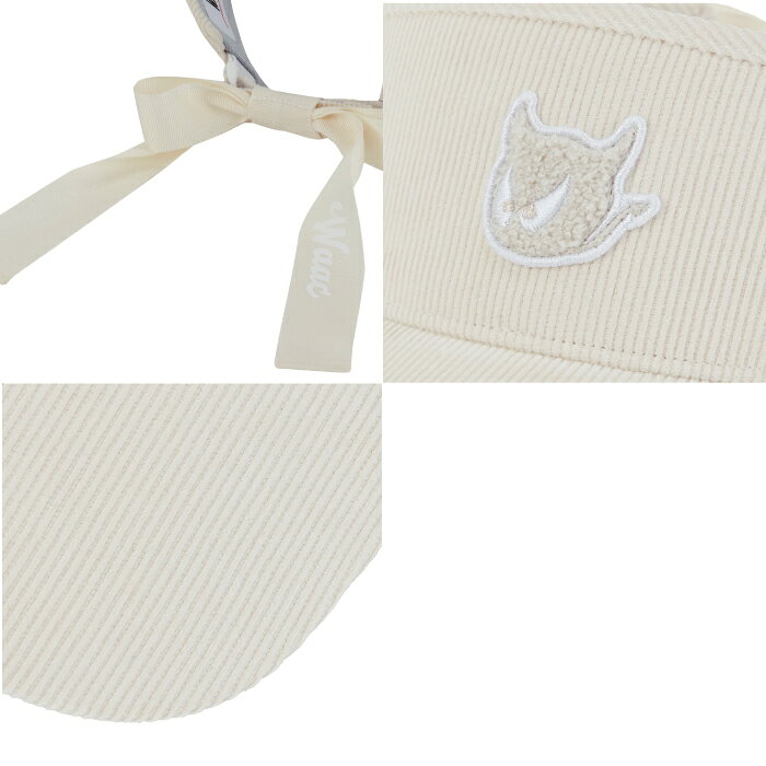 WAAC ワック ゴルフウェア レディース WOMEN コーデュロイリボンバイザー フェミニン リボン取り外し可能 072254838 秋冬 2025