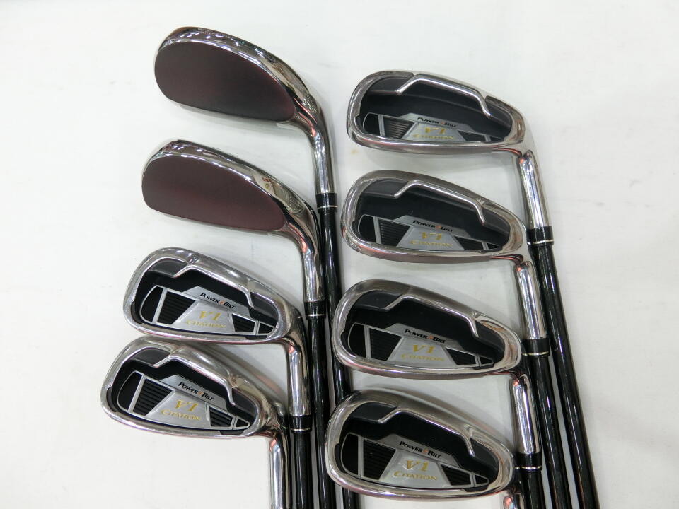 【中古】パワービルト サイテーション V1 アイアンセット 24° Rフレックス 38.0インチ ヘッドカバーあり オリジナルカーボン Cランク 右利き用 POWER BILT ゴルフクラブ ゴルフドゥ ゴルフ用品 GO