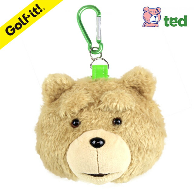 ゴルフ ボールポーチ キャラクター テッドボール 2個入り用携帯 カラビナ付きかわいい ted2 ボールポーチゴルフ用品 ライト(LITE)C-123