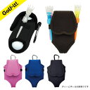 【アウトレット 数量限定】ゴルフ ボール ティー ポーチ携帯 カラビナ付ゴルフボール 2個入用 ティーを4本収容するホルダー付ボールジャケット カラー 黒 青 ...