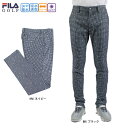 【裾上げ対象商品】セール フィラゴルフ ギンガムPTハイテンションツイル ロングパンツ メンズ 740306 ブラック/ネイビー 全2色ー パンツ 吸水速乾 U...