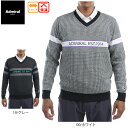 セール 30%OFF アドミラルゴルフ メンズ 裏地付きパネル ロゴVネックニット ADMA290 Admiral 保温 蓄熱 ストレッチ 大きいサイズ有 温か素材 セーター