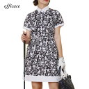ゴルフウェア ワンピース エフィカス 2502-4250 レディース 25春夏 リーフ柄 同柄インナーパンツ付 efficace