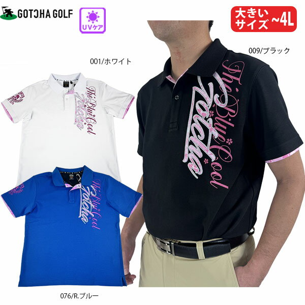 乐天商城 - ゴルフウェア ゴルフシャツ 半袖 ガッチャゴルフ 262GG1201B メンズ 26春夏 シャイニーピンクサクラポロ UVカット 大きいサイズ 〜XXXL gotcha golf