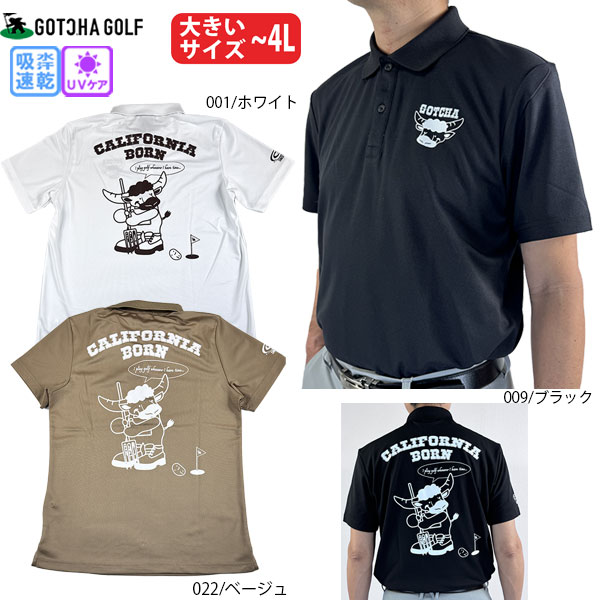 樂天商城 - ゴルフウェア ゴルフシャツ 半袖 ガッチャゴルフ 262GG1290B ユニセックス 26春夏 リミテッドカウちゃんプレイポロ 吸汗速乾 UVカット 大きいサイズ 〜XXXL gotcha golf