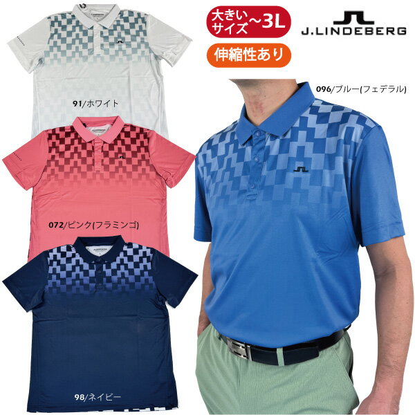 樂天商城 - ゴルフウェア ゴルフシャツ 半袖シャツ ポロシャツ J.リンドバーグ メンズ 26春夏 Finn Print Polo 071-25346 大きなサイズ有