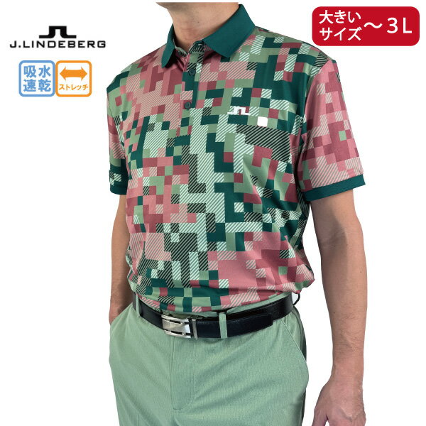 樂天商城 - ゴルフウェア ゴルフシャツ 半袖シャツ ポロシャツ J.リンドバーグ メンズ 26春夏 Bridger Tour Print Polo 071-25351 ストレッチ 吸水速乾 大きなサイズ有