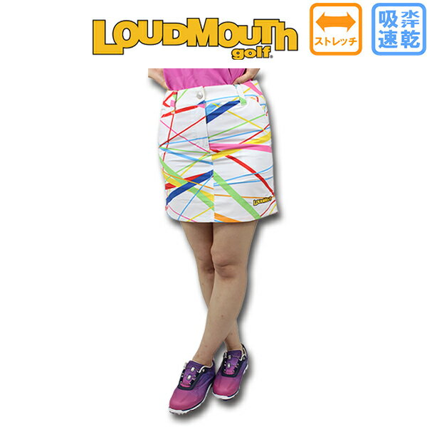 60%OFF セール ネコポス ゴルフウェア レディススカート ラウドマウス 768-357-117 STIX White ゴルフウェア ゴルフスカート ストレッチスカート ストレッチ 吸水速乾 吸汗速乾 LOUDMOUTH
