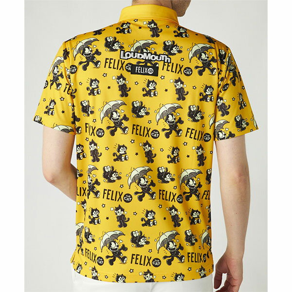 ゴルフウェア ゴルフシャツ 半袖シャツ ラウドマウス 775610-987 メンズ 25秋冬 FELIX THE CATのコラボ商品 オレンジ 吸汗速乾 UV 大きいサイズ有 LOUDMOUTH