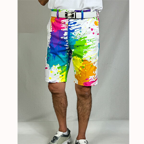 セール ゴルフウェア ゴルフパンツ ショートパンツ ラウドマウス 764305-396 メンズ 吸汗速乾 UVカット ストレッチ 大きいサイズ有 ドロップクロスネオン