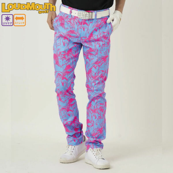 セール ラウドマウス ロングパンツ メンズ 772300-340 フラミンゴズブルーネオン Flamingos Blue Neon UVカット ストレッチ loudmouth ゴルフ メンズウエア ゴルフパンツ 大きいサイズ LOUDMOUTH