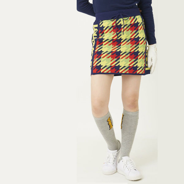 セール ラウドマウス レディース ニットスカート 772360 蓄熱 LOUD MOUTH 大きいサイズ有 千鳥格子柄 ミニスカート ゴルフスカート