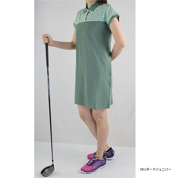 セール ゴルフウェア ワンピース 半袖ワンピース ニューバランス 012-5124503 レディー 25春夏 レオパード柄 UV newbalance golf ATHLeTIC