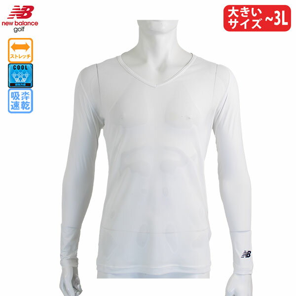乐天商城 - 【ネコポス対象】ゴルフウェア インナーシャツ ニューバランス 012-6967002 メンズ 26春夏 Vネックインナー 接触冷感 ストレッチ 吸水速乾 newbalance golf