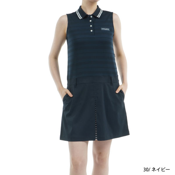 セール ゴルフウェア ノースリーブ コンビシャツワンピース トミーヒルフィガー THLA526 レディース 25春夏 吸水速乾 抗菌防臭 UV ストレッチ TOMMY HILFIGER GOLF