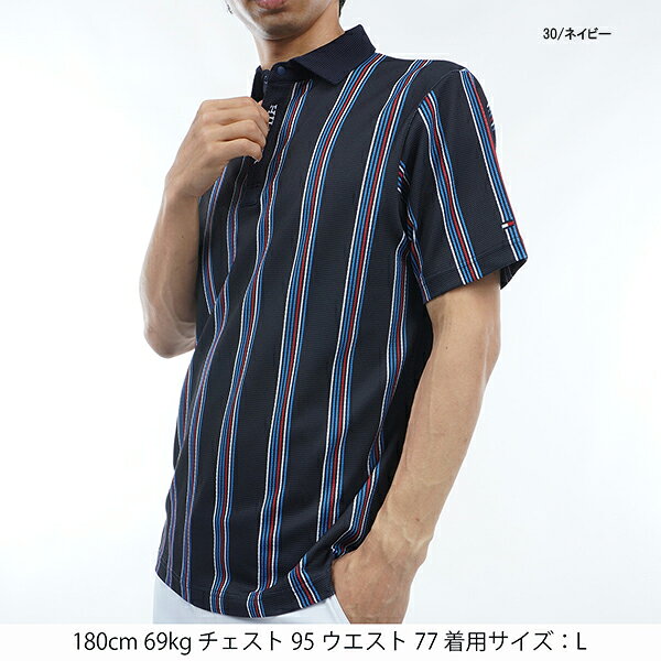 セール ゴルフウェア 半袖シャツ ストライプ クイックドライ 吸水速乾 トミーヒルフィガー メンズ THMA417