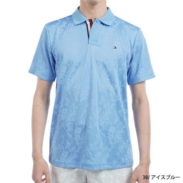 セール トミーヒルフィガー ゴルフウェア ゴルフシャツ リーフジャガード 半袖ポロシャツ THMA522 メンズ 25春夏 半袖シャツ 吸汗速乾 UVカット 大きいサイズ有 TOMMY
