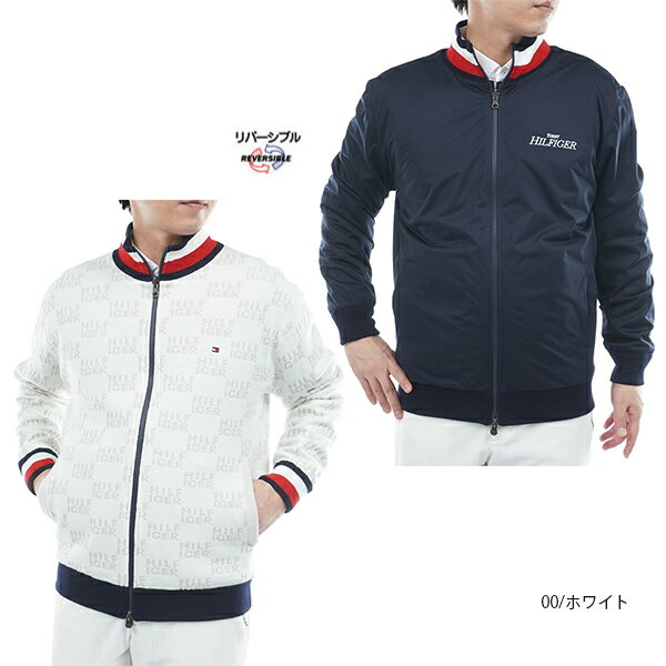 ゴルフウェア ロゴジャガードニット リバーシブルジャケット トミーヒルフィガー THMA574 25秋冬 防風 リバーシブル 大きいサイズ有 店長お勧め TOMMY HILFIGER