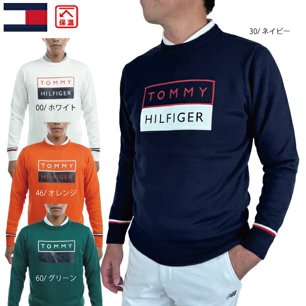 乐天商城 - セール トミーヒルフィガー メンズ ボックスロゴ クルーネックニット THMA285 大きいサイズ有 ゴルフウェア TOMMY HILFIGER