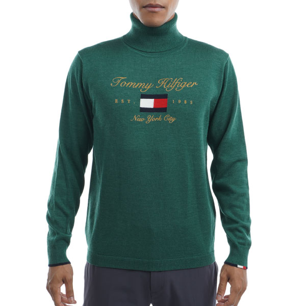 セール トミーヒルフィガーゴルフ メンズ シグネチャーロゴ タートルネックニット THMA286 大きいサイズ有 ゴルフウェア TOMMY HILFIGER