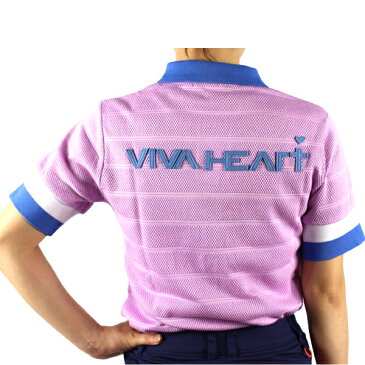 【50%OFF】ビバハート レディース レディス 半袖 ポロシャツ 大きいサイズ 012-29342ディンプルボーダーポロシャツ ゴルフウェア VIVA HEART