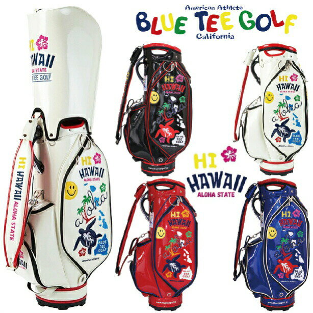 BLUE TEE GOLF HI HAWAII ブルーティーゴルフ ハイ ハワイ エナメルキャディバッグ 9型 5分割口枠 46インチクラブ対応 4.2kg ホワイト ブラック レッド ブルー