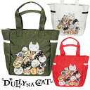 DULLY NA CAT ダリーナキャット ラウンドバッグ 2023年モデル 縦21.5cm 横27cm マチ11cm ファスナー式 引き手は猫の足跡デザイン ホワイト レッド カーキ