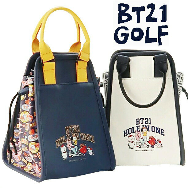 BT21 HOLE IN ONE ビーティーイシビル ホールインワン ミニトートバッグ 幅18.5cm 奥行20cm 高26cm 400g 底鋲 インナーホックバックル付き ネイビー ホワイト KOYA RJ SHOOKY MANG CHIMMY TATA…