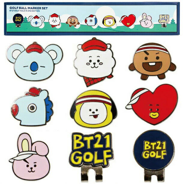 楽天ゴルフマンBT21 HOLE IN ONE LUCKY7 ビーティーイシビル ホールインワン ラッキー7 ボールマーカーセット （マーカー7個・クリップ2個） 化粧箱入り マグネット式 KOYA RJ SHOOKY MANG CHIMMY TATA COOKY