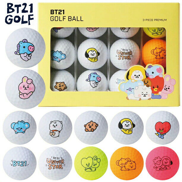 BT21 BABY ビーティーイシビル ベイビー ゴルフボール 1ダース レディース対応 高反発コア 高密度ポリブタジエン製コア UVコーティング 剥がれにくいプリント KOYA RJ SHOOKY MANG CHIMMY TATA COOKY