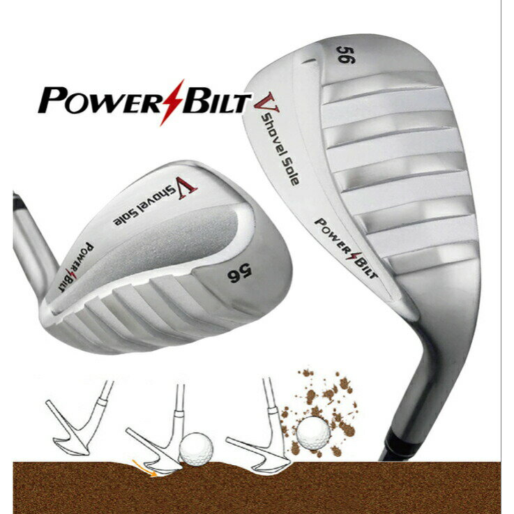 【お買い物マラソン期間中 ポイント5倍】POWER BILT パワービルト シャベルウェッジ 56度 スチールシャフト カーボンシャフト 35.25インチ 右打ち用 PBSW-1 送料無料