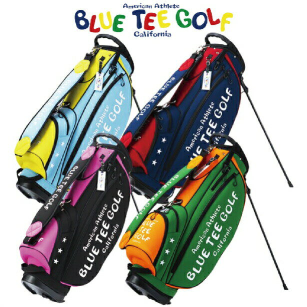 楽天ゴルフマン【お買い物マラソン期間中 ポイント5倍】BLUE TEE GOLF California ブルーティーゴルフ カルフォルニア ストレッチ 2トーン スタンドキャディバッグ 9型 5分割口枠 46インチクラブ対応 2.5kg ブラック ピンク グリーン オレンジ サックス イエロー ネイビー レッド