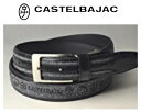 【30%OFF !!】CASTELBAJAC カステルバジャック 型押し+刺繍入り牛革 メンズ ベルト【ブラック】23402-135