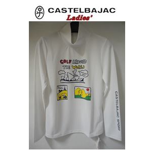 カステルバジャック CASTELBAJAC カステルバジャック ゴルフ柄プリント ハイネック長袖Tシャツ『ホワイト』　レディースウェア【24070-216】