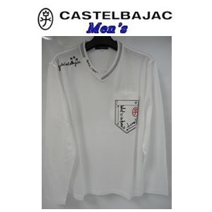 カステルバジャック 【50%OFF !!】CASTELBAJAC カステルバジャック　LY/綿天竺変わりV衿プリント入　長袖Tシャツ『50/LL/ホワイト』21270-135